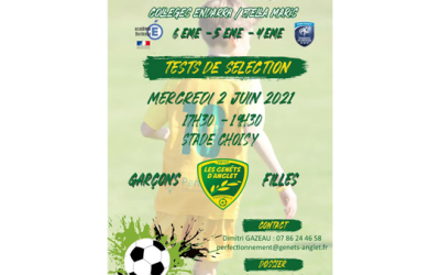 TESTS DE SELECTION SECTION SPORTIVE